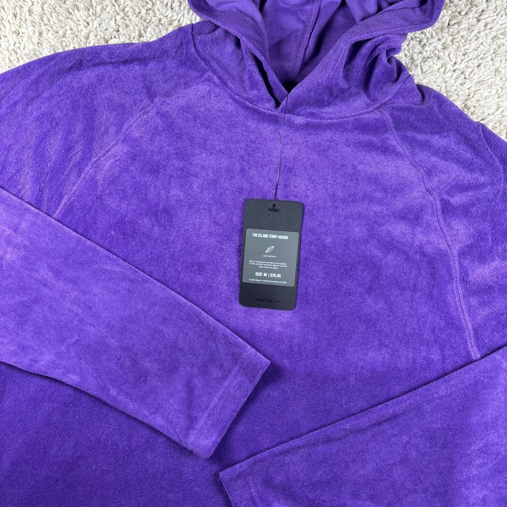 Fabletics The Island Terry Hoodie Mens Size M Purple Lightweight Pullover NWT